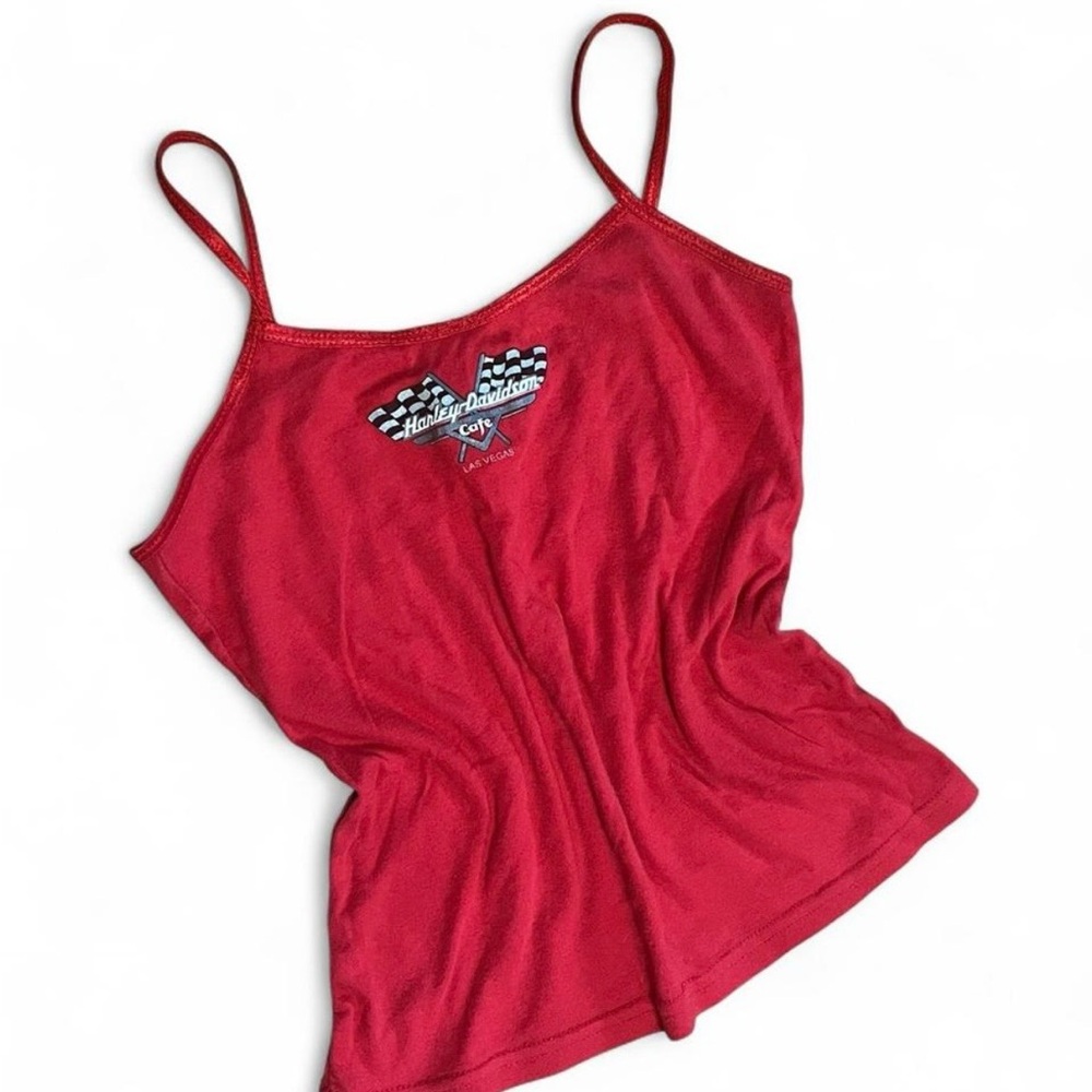 Harley-Davidson Vintage Red Tank Top with Sparkly Racing Crest